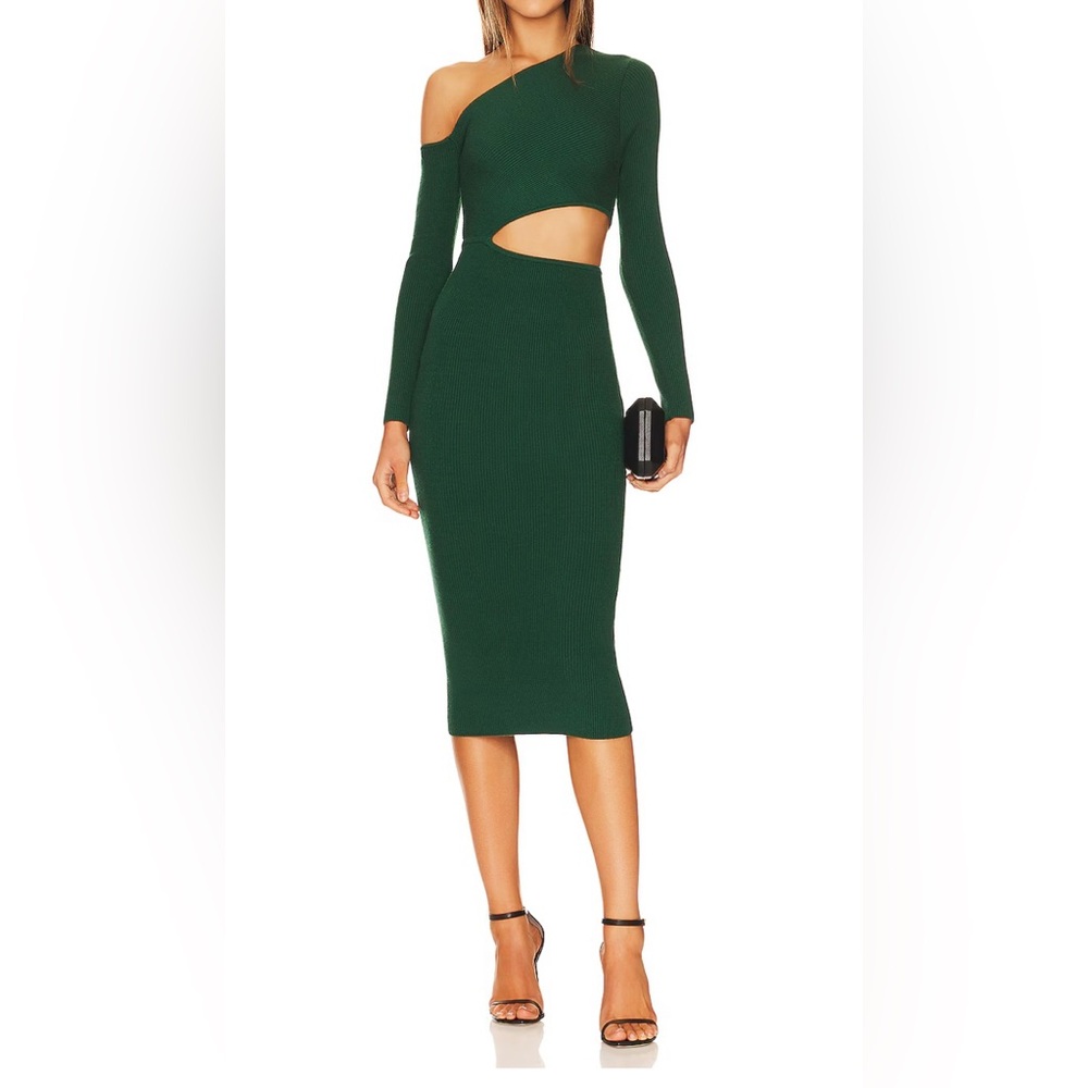 Camila Coelho Revolve Nahla Forest Green Knit off shoulder dress NWT size XLarge